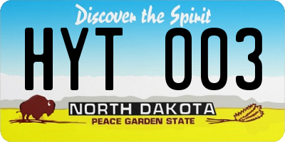ND license plate HYT003