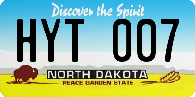 ND license plate HYT007