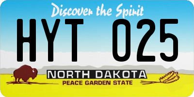 ND license plate HYT025