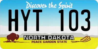 ND license plate HYT103