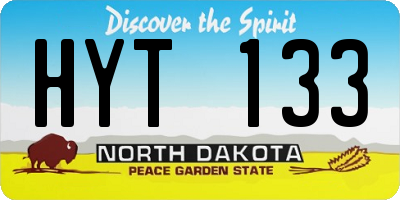 ND license plate HYT133
