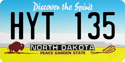ND license plate HYT135