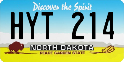 ND license plate HYT214