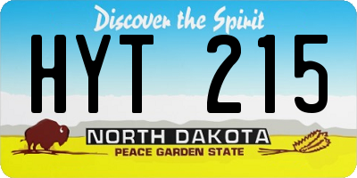 ND license plate HYT215