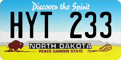 ND license plate HYT233