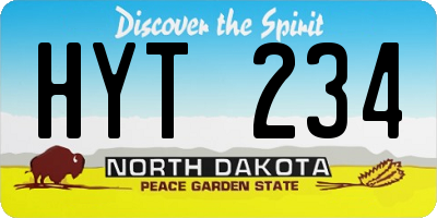 ND license plate HYT234
