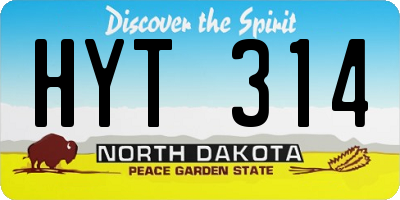 ND license plate HYT314