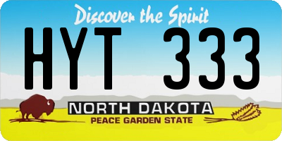 ND license plate HYT333