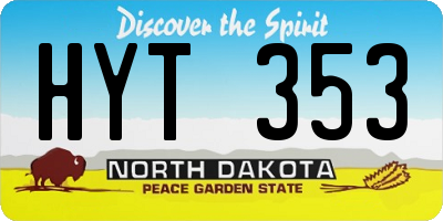 ND license plate HYT353