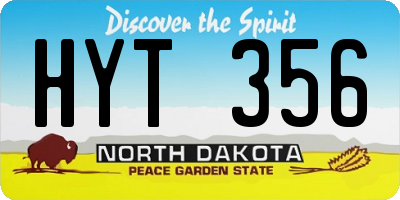 ND license plate HYT356