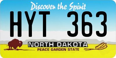 ND license plate HYT363