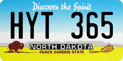 ND license plate HYT365