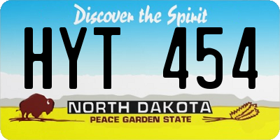 ND license plate HYT454