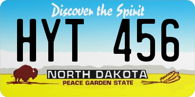 ND license plate HYT456