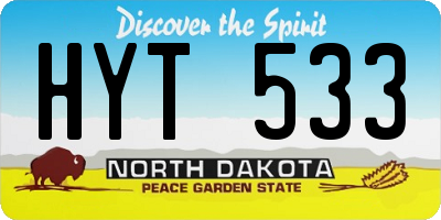 ND license plate HYT533