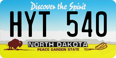 ND license plate HYT540