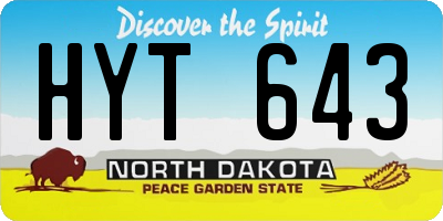 ND license plate HYT643