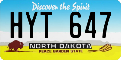 ND license plate HYT647