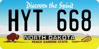 ND license plate HYT668