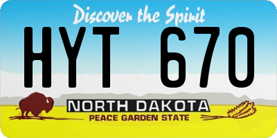 ND license plate HYT670