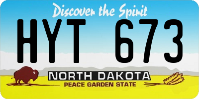 ND license plate HYT673