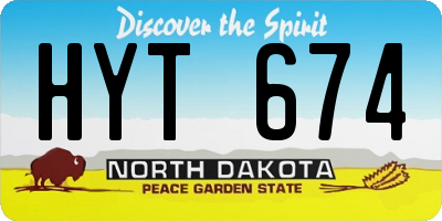 ND license plate HYT674