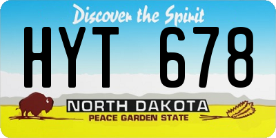 ND license plate HYT678