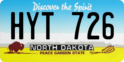 ND license plate HYT726