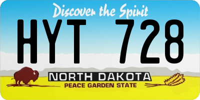 ND license plate HYT728