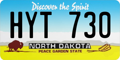 ND license plate HYT730