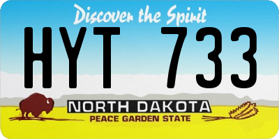 ND license plate HYT733