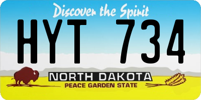 ND license plate HYT734
