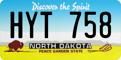 ND license plate HYT758