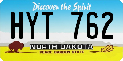 ND license plate HYT762