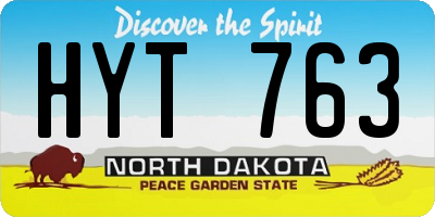 ND license plate HYT763