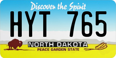 ND license plate HYT765