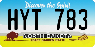 ND license plate HYT783