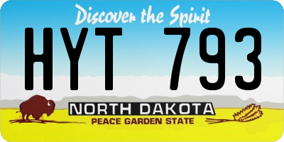 ND license plate HYT793