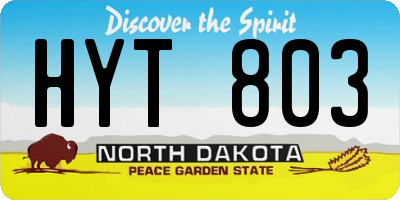 ND license plate HYT803