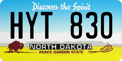 ND license plate HYT830