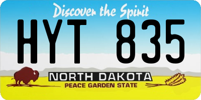 ND license plate HYT835