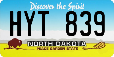 ND license plate HYT839