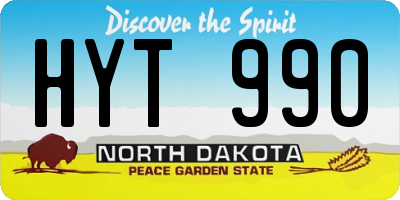 ND license plate HYT990