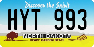 ND license plate HYT993