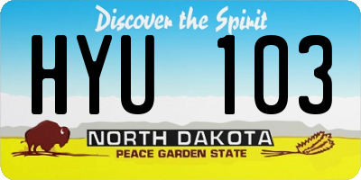 ND license plate HYU103