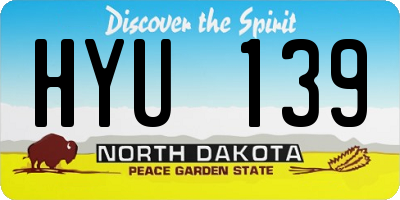 ND license plate HYU139
