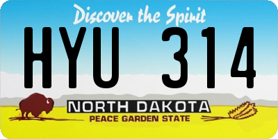 ND license plate HYU314