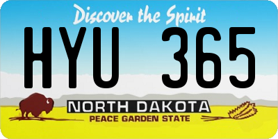 ND license plate HYU365