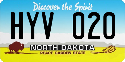 ND license plate HYV020