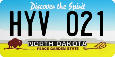 ND license plate HYV021